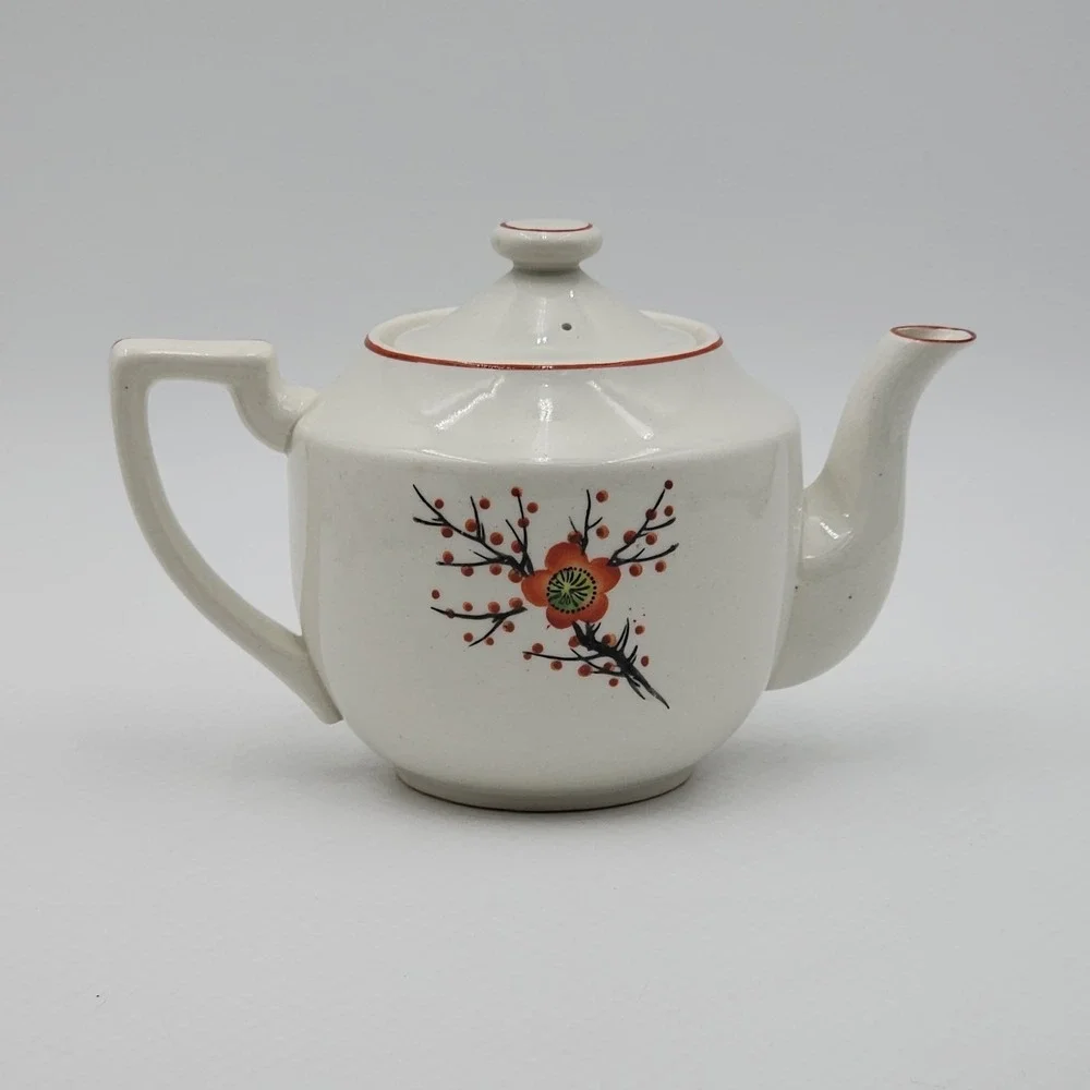 Occupied Japan Cherry Blossom Teapot SGK Art Deco Hand Painted Beautiful